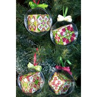 Набор шаров "Рождественские 5-8" - Алмазная вышивка, диаметр 8см (полная/квадратные)